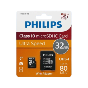 Micro SD (с адаптером) 32 GB Class 10 Philips V30 / U3 / A2	