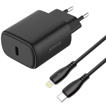 СЗУ iPhone 5 Proove Silicone Power 2 20 W + кабель Type-C to Lightning